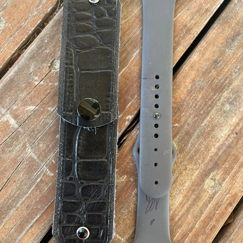 Black alligator Croc Leather apple Watch Band similiar 2 sparkle